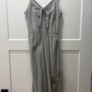 Love Notes Gray  and White Striped Midi Dress. Size medium